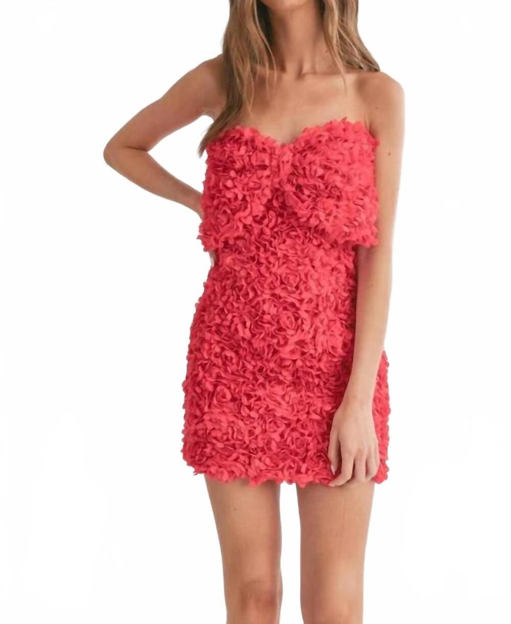 NEW KLESIS floral applique mini dress with front large bow in red - Picture 1 of 4